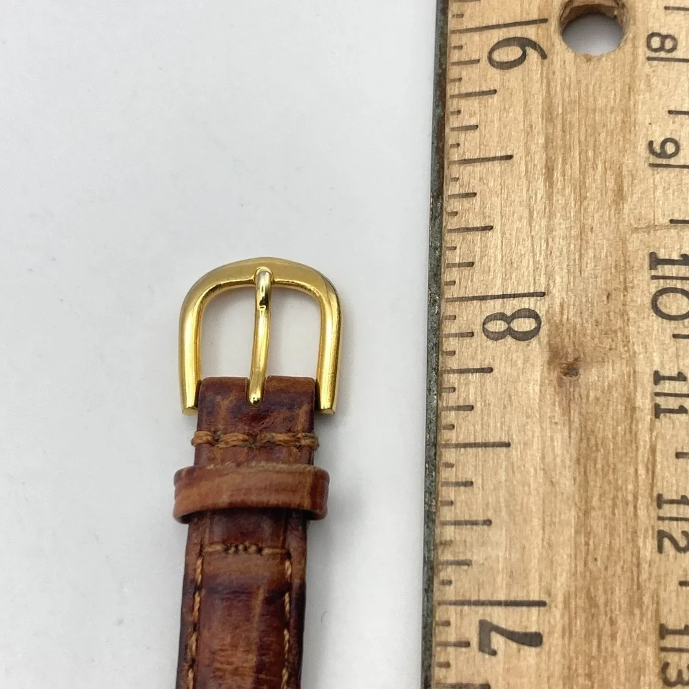 Vintage Timex Women's Watch 25mm Gold Tone Leather New Battery SMALL 7.5